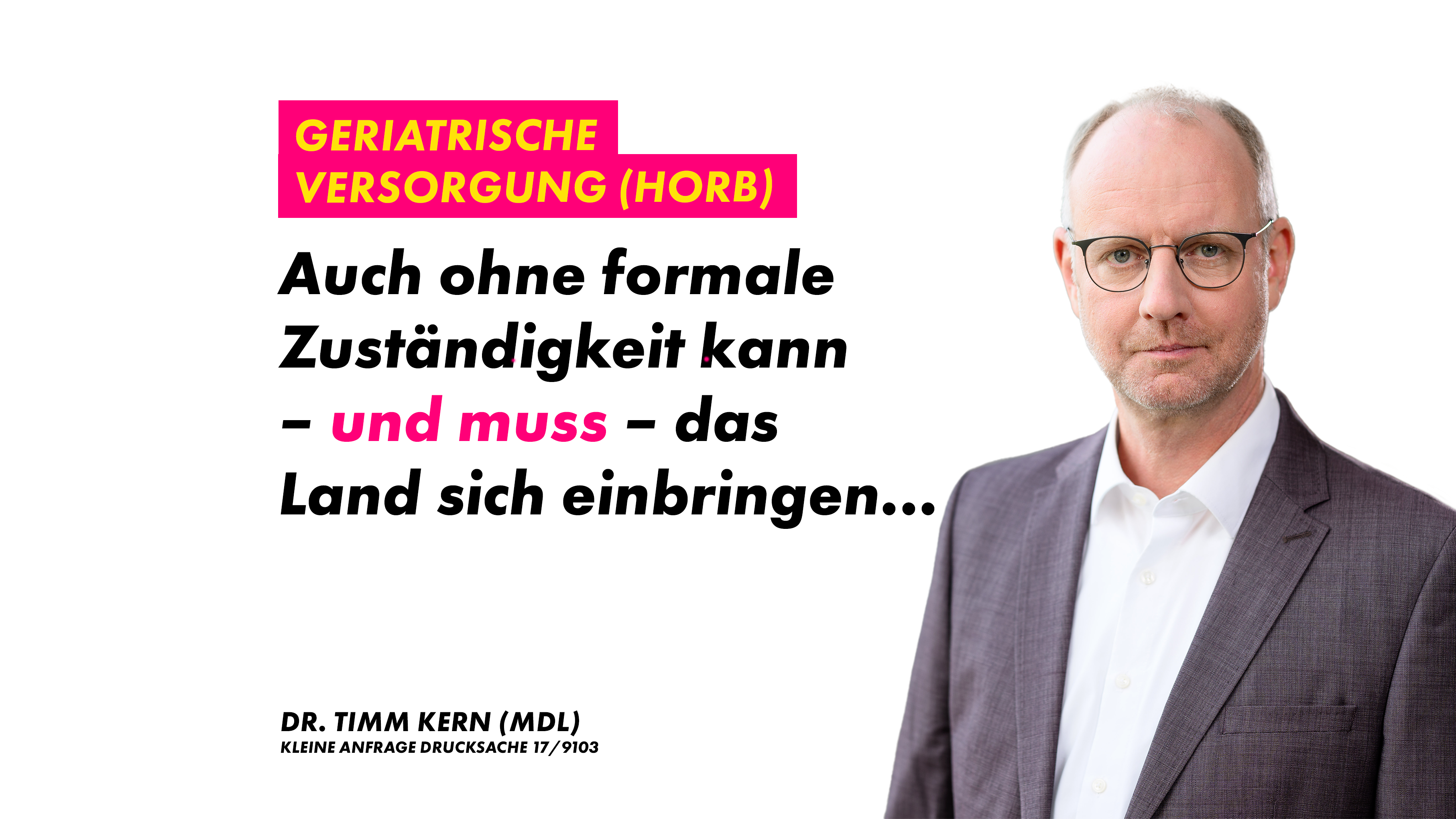 Dr. Timm Kern zur geriatrischen Versorgung im Land